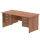 Impulse 1600 x 800mm Straight Desk Walnut Top Panel End Leg 2 x 3 Drawer Fixed Pedestal
