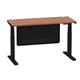 Air 1400 x 600mm Height Adjustable Desk Walnut Top Cable Ports Black Leg With Black Steel Modesty Panel