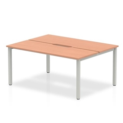 B2B Silver Frame Bench Desk 1200 Beech (2 Pod)