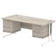 Impulse 1800 x 800mm Straight Desk Grey Oak Top White Cantilever Leg 2 x 2 Drawer Fixed Pedestal