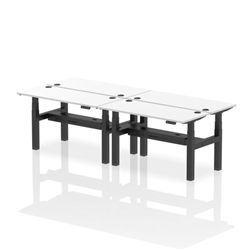 Air Back-to-Back 1400 x 600mm Height Adjustable 4 Person Bench Desk White Top CP Black Frame