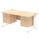 Impulse 1600 x 800mm Straight Desk Maple Top White Cable Managed Leg 2 x 2 Drawer Fixed Pedestal