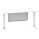 Air 1600 x 800mm Height Adjustable Desk White Top Cable Ports White Leg With White Steel Modesty Panel