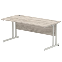 Impulse 1600 x 800mm Straight Desk Grey Oak Top Silver Cantilever Leg