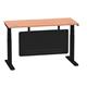 Air 1400 x 600mm Height Adjustable Desk Beech Top Cable Ports Black Leg With Black Steel Modesty Panel