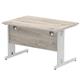Impulse 1200 x 800mm Straight Desk Grey Oak Top Silver Cable Managed Leg