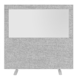 Impulse Plus Clear Half Vision 1500/1600 Floor Free Standing Screen Light Grey Fabric Light Grey Edges