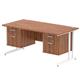 Impulse 1600 x 800mm Straight Desk Walnut Top White Cantilever Leg 2 x 2 Drawer Fixed Pedestal