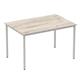 Impulse 1200mm Straight Table Grey Oak Top Silver Box Frame Leg