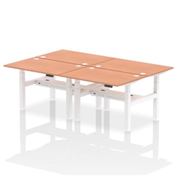 Air Back-to-Back 1200 x 800mm Height Adjustable 4 Person Bench Desk Beech Top CP White Frame
