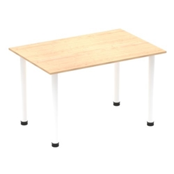 Impulse 1200mm Straight Table Maple Top White Post Leg