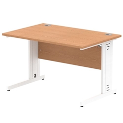 Impulse 1200/800 Rectangle White Cable Managed Leg Desk Oak