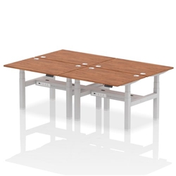 Air Back-to-Back 1200 x 800mm Height Adjustable 4 Person Bench Desk Walnut Top CP Silver Frame
