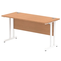 Impulse 1400/600 Rectangle White Cantilever Leg Desk Oak