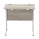 Impulse 800 x 600mm Straight Desk Grey Oak Top Silver Cantilever Leg