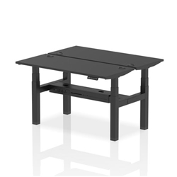 Air Back-to-Back 1400 x 600mm Height Adjustable 2 Person Bench Desk Black Top CP Black Frame
