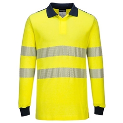 Portwest PW3 Flame Resistant Hi Vis Polo Shirt L Yellow/Navy