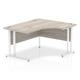 Impulse 1400mm Right Crescent Desk Grey Oak Top White Cantilever Leg