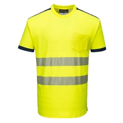 Portwest PW3 Hi Vis Cotton Comfort T-Shirt S/S M Yellow/Navy