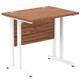 Impulse 800 x 600mm Straight Desk Walnut Top White Cantilever Leg