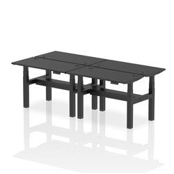 Air Back-to-Back 1200 x 600mm Height Adjustable 4 Person Bench Desk Black Top CP Black Frame