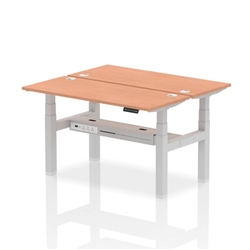 Air Back-to-Back 1400 x 600mm Height Adjustable 2 Person Bench Desk Beech Top CP Silver Frame