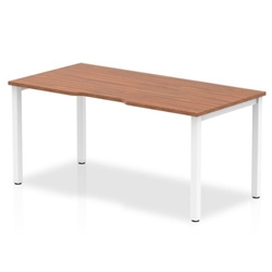 Single White Frame Bench Desk 1600 Walnut