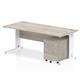 Impulse 1800 x 800mm Straight Desk Grey Oak Top White Cable Managed Leg with 2 Drawer Mobile Pedestal