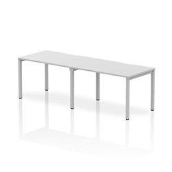 Single Silver Frame Bench Desk 1200 White (2 Pod)
