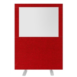 Impulse Plus Clear Half Vision 1500/1200 Floor Free Standing Screen Burgundy Fabric Light Grey Edges