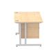 Impulse 1400 Rectangle Silver Cant Leg Desk MAPLE 1 x 2 Drawer Fixed Ped