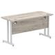 Impulse 1400 x 600mm Straight Desk Grey Oak Top Silver Cantilever Leg