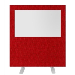 Impulse Plus Clear Half Vision 1200/1200 Floor Free Standing Screen Burgundy Fabric Light Grey Edges