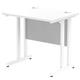 Impulse 800 x 600mm Straight Desk White Top White Cantilever Leg