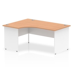 Impulse Panel End 1600/800 Left Hand Crescent Desk Oak Top White Panels Ref TT000029