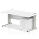 Impulse 1200 x 800mm Straight Desk White Top Silver Cable Managed Leg with 3 Drawer Mobile Pedestal Bundle