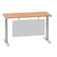 Air 1400 x 600mm Height Adjustable Desk Oak Top Cable Ports Silver Leg With Silver Steel Modesty Panel