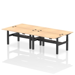 Air Back-to-Back 1600 x 800mm Height Adjustable 4 Person Bench Desk Maple Top CP Black Frame
