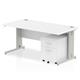 Impulse 1600 x 800mm Straight Desk White Top Silver Cable Managed Leg with 2 Drawer Mobile Pedestal