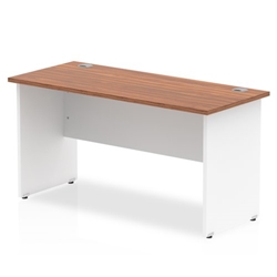 Impulse Panel End 1400/600 Rectangle Desk Walnut Top White Panels Ref TT000091