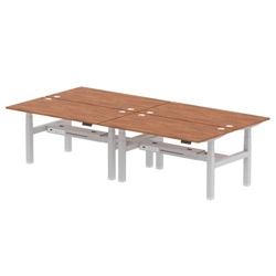 Air Back-to-Back 1600 x 800mm Height Adjustable 4 Person Bench Desk Walnut Top CP Silver Frame