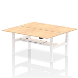 Air Back-to-Back 1800 x 800mm Height Adjustable 2 Person Bench Desk Maple Top CP White Frame