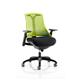 Flex Task Operator Chair Black Frame With Black Fabric Seat Green Back With Arms