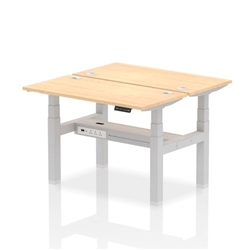 Air Back-to-Back 1200 x 600mm Height Adjustable 2 Person Bench Desk Maple Top CP Silver Frame
