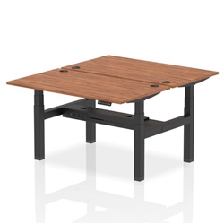 Air Back-to-Back 1400 x 800mm Height Adjustable 2 Person Bench Desk Walnut Top CP Black Frame