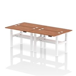 Air Back-to-Back 1200 x 600mm Height Adjustable 4 Person Bench Desk Walnut Top CP White Frame