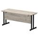 Impulse 1600 x 600mm Straight Desk Grey Oak Top Black Cantilever Leg