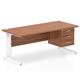 Impulse 1800 x 800mm Straight Desk Walnut Top White Cable Managed Leg 1 x 3 Drawer Fixed Pedestal