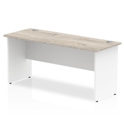 Impulse 1600 x 600mm Straight Desk Grey Oak Top White Panel End Leg
