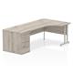 Impulse 1800mm Right Crescent Desk Grey Oak Top Silver Cantilever Leg + Desk High Ped